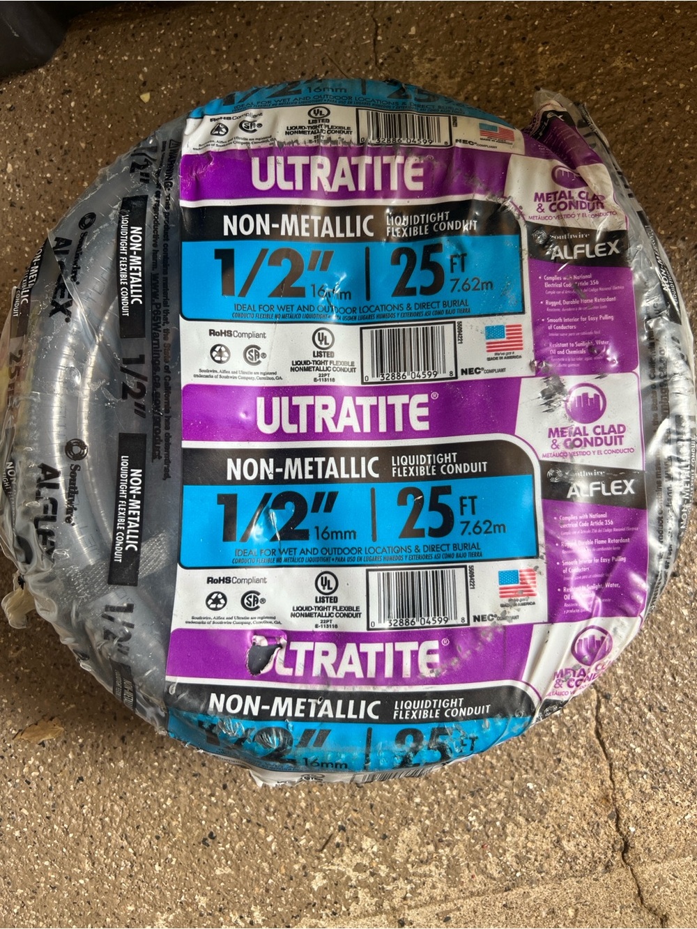 Non-Metallic Liquidtight Flexible Conduit 1/2" 25 ft